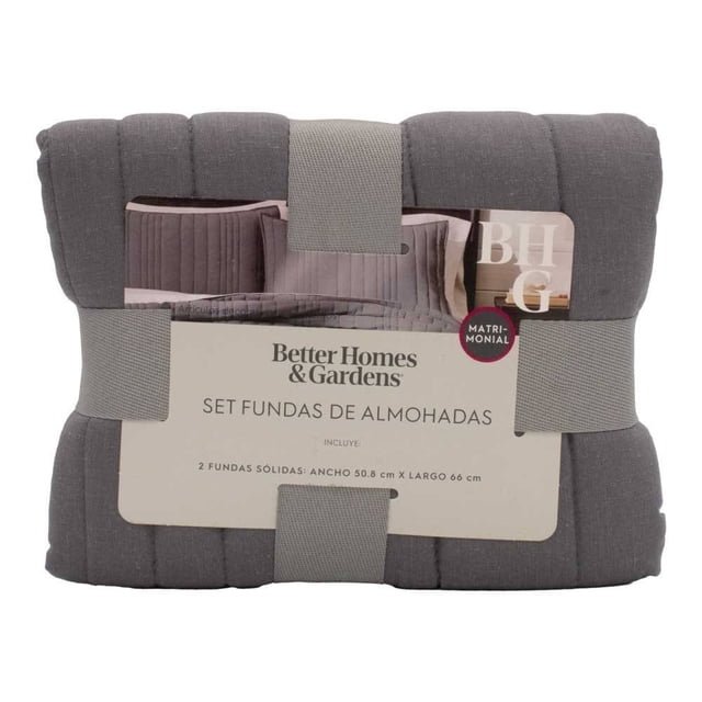 Set de Fundas para Almohadas Better Homes & Gardens Matrimonial Color Gris 2 Piezas