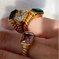 thumbnail image 3 of Uworld-Anillos gruesos de acero inoxidable 316L chapados en PVD, joyería de declaración de boda, concha de perla de agua dulce, anillo de circón, oro de 18K, 3 of 4