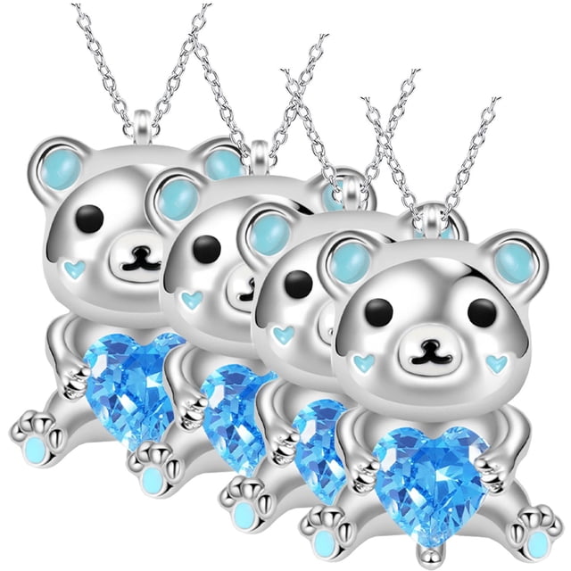 Collar Oso Polar con Corazón High Monaco 4 Pzas Plata/Azul Metal MXNAK-004