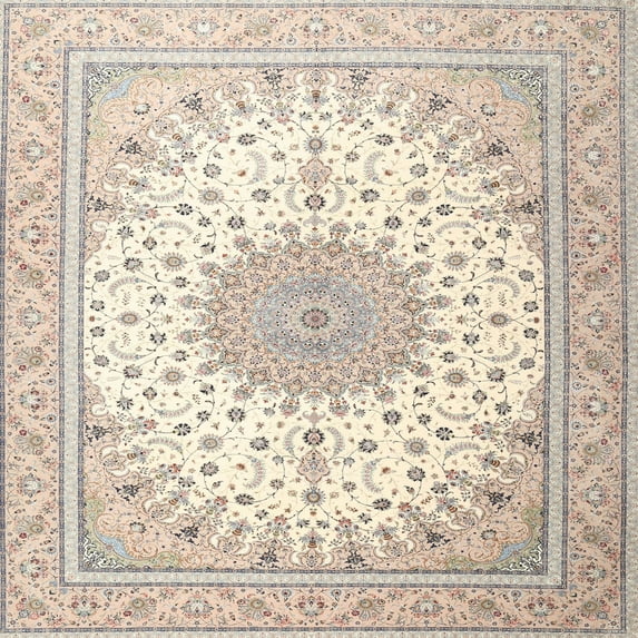 Ahgly Company Machine Washable Indoor Square Traditional Camel Brown Area Rugs, 4' Square