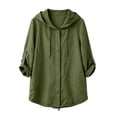 thumbnail image 5 of Cmfcve Gauze Hoodie Shirts for Women Sun Protection Beach Cover Ups Lightweight Long Sleeve Button Down Blouses, 5 of 9