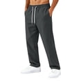 thumbnail image 2 of Men's Casual Pants Drawstring Elastic Waist Straight Leg Pants Quick Dry Athletic Workout Trousers with Pockets, 2 of 7
