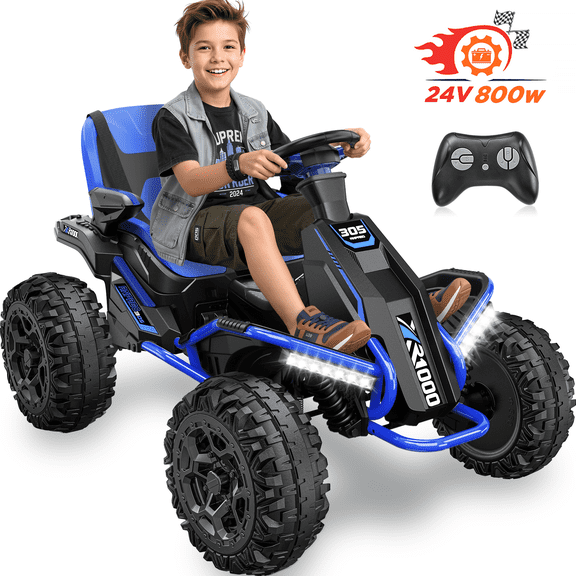 East doll 24V Big Kids Ride on Toys, Electric Power Ride on Car for Kids Age 3-8Y, 4 Wheeler, 4WD 800W Motors ATV for Kids, 5MPH, Parent Remote, Music, Blue