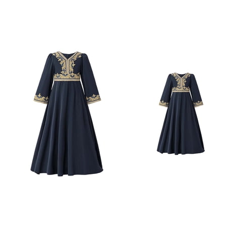 Elegant Girls Formal Party Dress Abaya Gown for Baptism & Evening Celebration Girls Embroidered Prayer Dress with Vintage Design for Ramadan Eid Dubai Style Ages 4-8