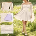 thumbnail image 4 of QTISFD Women's Medieval Renaissance Fairy Dress Chiffon Off Shoulder Long Bell Sleeve Lace Up Short Dresses Gothic Court Dress, 4 of 9