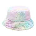 thumbnail image 2 of Fesfesfes Women's Rainbow Color Lovely Plush Fisherman Hat Multicolor Winter Warm Hat, 2 of 2