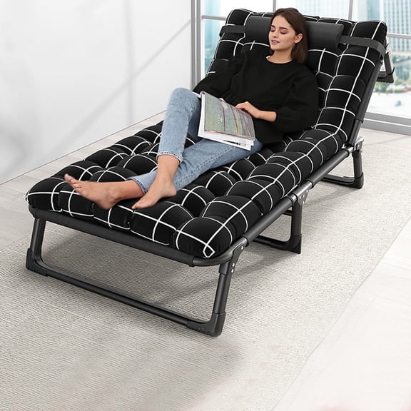 ASKMZ Portable Bed Camping Cot Outdoor Lounge Chair Sleeping Cot Bed, Perfect for Office, Pool, Beach, Patio, 4-Position Adjustable