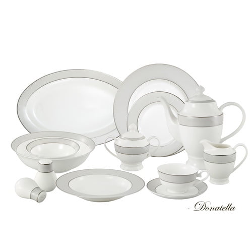 Lorren Home Trends Bone China 57 Piece Dinnerware Set, Service for 8 by Lorenzo