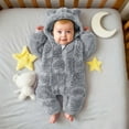 thumbnail image 3 of YUEHUA Newborn Baby Bear Outfit Suit Girls Boys Fleece Jumpsuit Romper Hooded Coat Winter Clothes Outwear Snowsuit Coat, 6-9 Months, 3 of 8