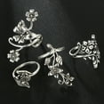 thumbnail image 4 of AYYUFE Vintage Flowers Vines Leaves Finger Rings Set Women Charm Jewelry Decoration Alloy Silver, 4 of 8