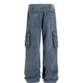 thumbnail image 4 of Mens Wide Leg Cargo Jeans with Deep Side Pockets 100 Percent Cotton Durable Casual Relaxed Fit Everyday Versatile Pants, 4 of 16