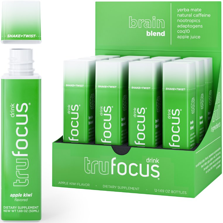 Tru Focus Shots, Natural Energy Shots with Nootropics (Pack of 12