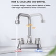 thumbnail image 4 of Wowow 4 in. Centerset Double Handle High Arc Bathroom Faucet with Drain Kit Included in Brushed Nickel, 4 of 8