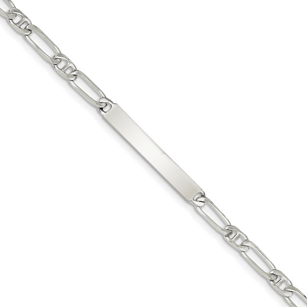 Sterling Silver 8inch Polished Engraveable Anchor Link ID Bracelet
