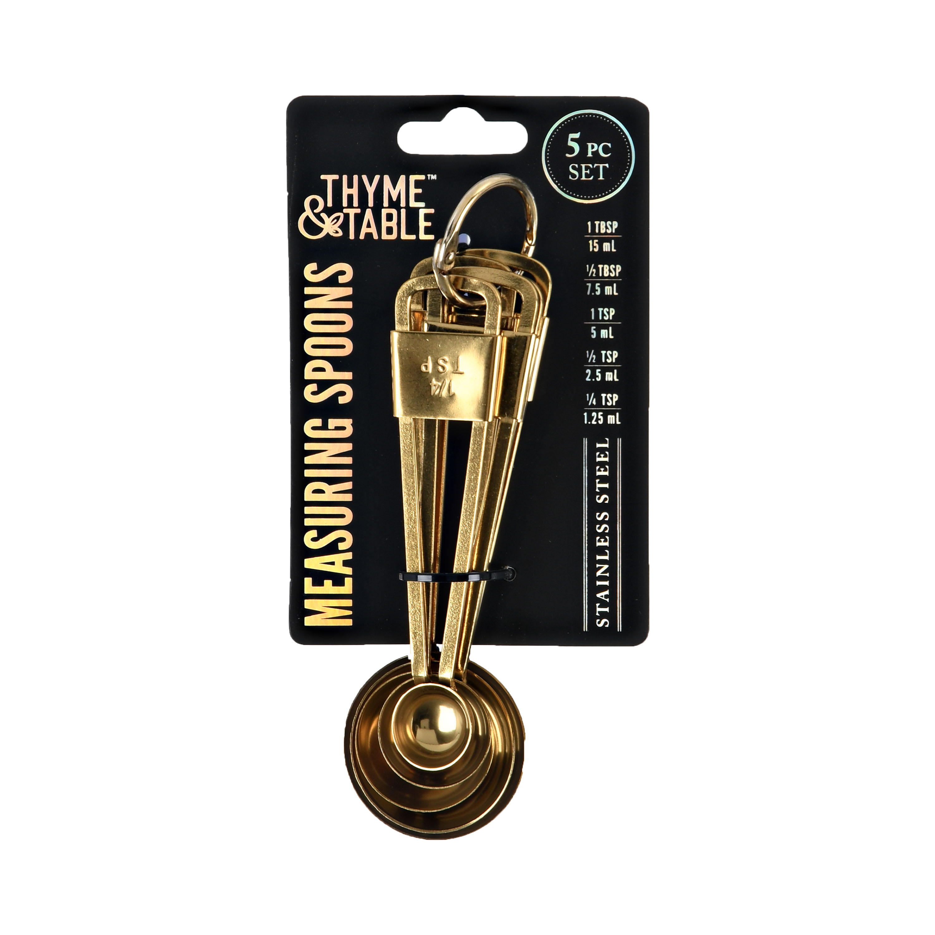 Thyme & Table 4Piece Stainless Steel Measuring Spoons, Gold