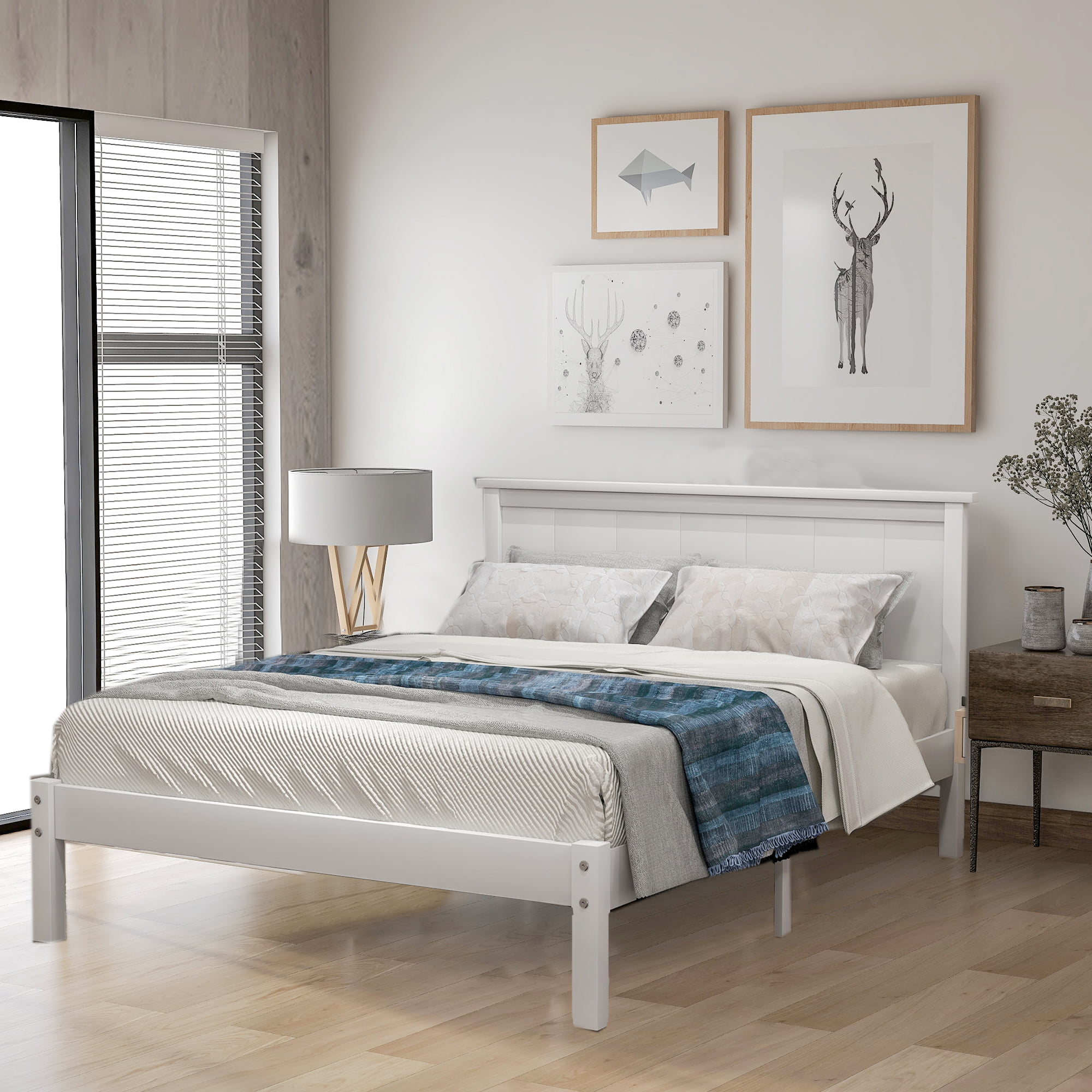 Twin Bed Frame With Headboard Solid, Solid Wood Slat Bed Frame
