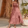 thumbnail image 4 of cocolona Womens Summer Spaghetti Strap Maxi Dress Smocked Waist Tiered Ruffle Flowy Long Dress Fashion Casual Sundress, 4 of 5