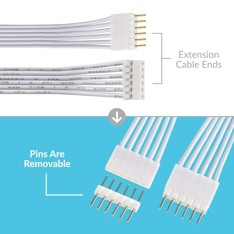 Litcessory Extension Cable for Philips Hue Lightstrip Plus (6in, 5 Pack, White - STANDARD 6-PIN V3) Litcessory Extension Cable for Philips Hue Lightstrip Plus (6in, 5 Pack, White - STANDARD 6-PIN V3)