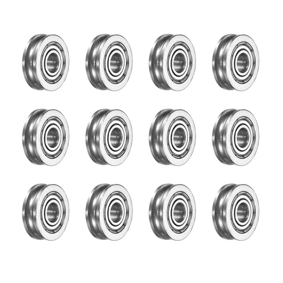 Uxcell 12 Pcs Small U Groove Ball Bearing Pulley, 4x13x4mm Miniature Pulley Bearing Carbon Steel Replacement for Rail Track Linear Motion System