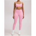 thumbnail image 4 of PISONIC Workout Workout Sets Color Block Twist Back Layered Sports Bra Twist Waist Leggings Gym Yoga Outfits, 4 of 9