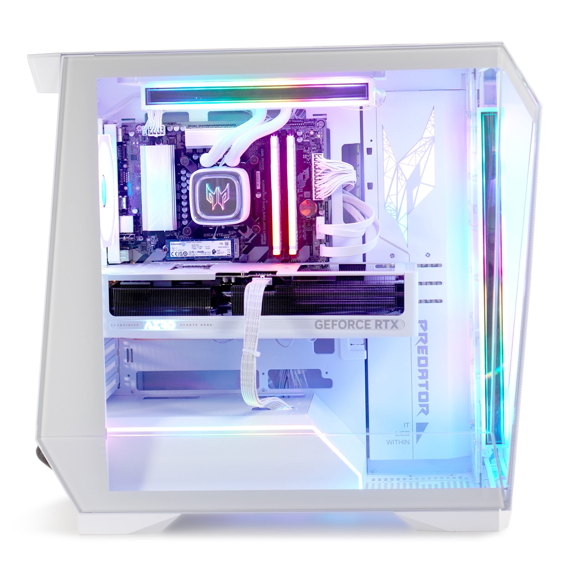 Acer Predator Orion 6000 Gaming Desktop, Intel Core Ultra 7 265KF, NVIDIA GeForce RTX 5070 Ti, 32GB DDR5, 1TB PCIe 4.0 SSD, PO6-605-UR15W, White (Software Offer with Purchase)