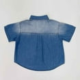 thumbnail image 3 of Hiijoy Toddler Boys Denim Shirt Gradient Short Sleeve Button Down Shirt, Blue, 3 of 5