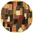 thumbnail image 1 of Ahgly Company Indoor Round Abstract Brown Contemporary Area Rugs, 3' Round, 1 of 4