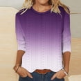 thumbnail image 3 of Scyoekwg Tops for Women Casual Fall Long Sleeve Shirts Cewneck Three Quarter Length Sleeve Blouse Loose Lightweight Gradient Color Graphic Tee Fall Clothes Vintage Comfy Blouses, 3 of 4