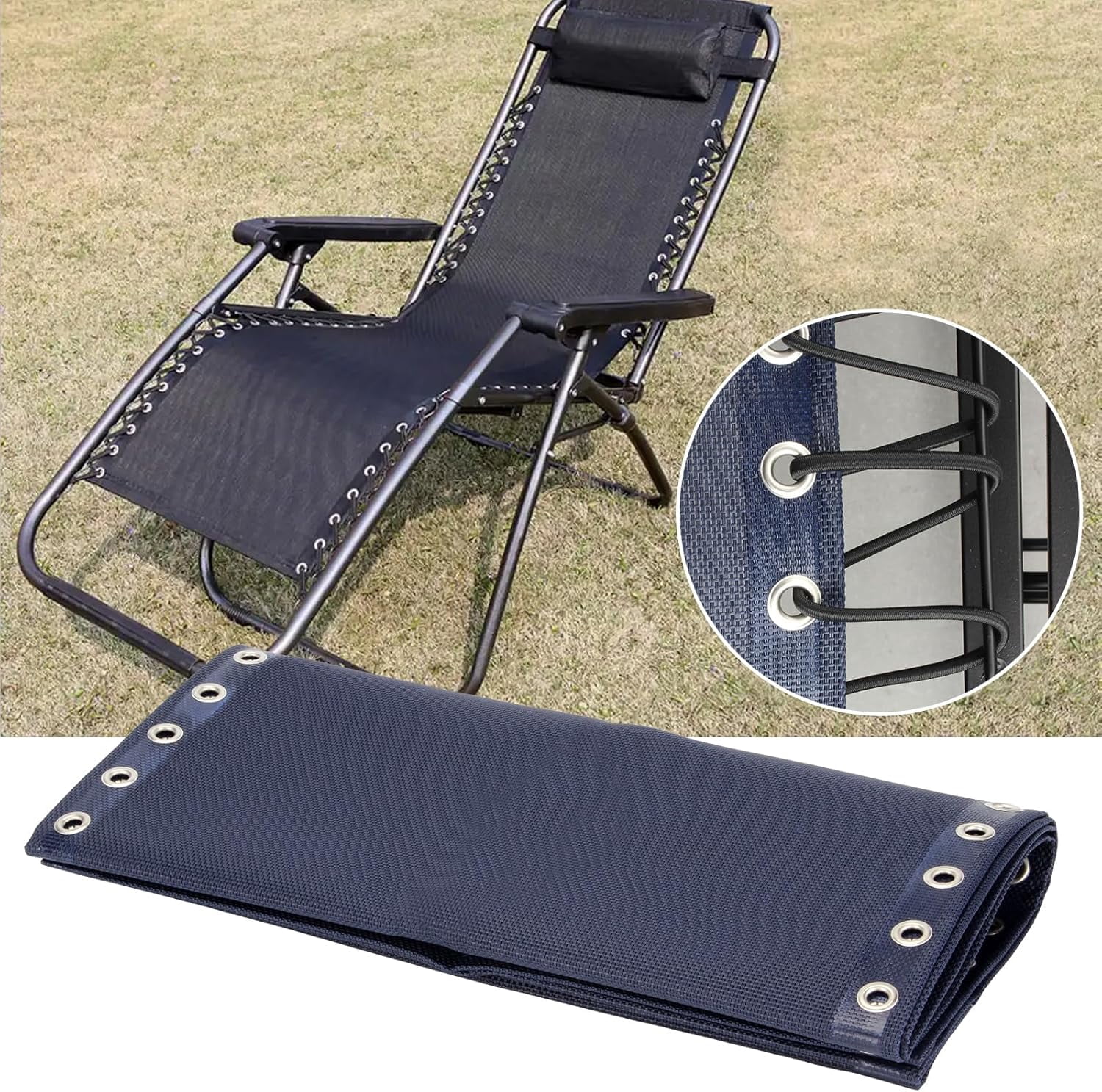 MKEUDQ-Zero Gravity Chair Cord Replacement Kit, Elastic Stretch String Repair Tool Reclining Chairs Repair Cloth with Replacement Cord for Lawn Bungee Chair Lounge Chair Outdoor String Chair, 5 Pack
