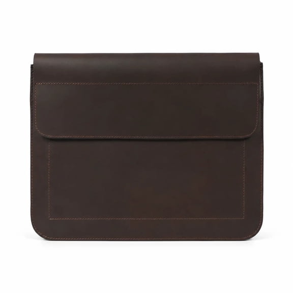 Cinni Brown Genuine Leather Tablet Sleeve Case for iPad with Magnetic Flap