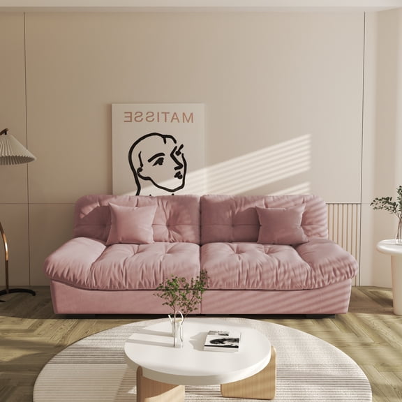 Sdorens 89" Modern Cloud Sofa,Velvet Couch,3-Seat Sofa for Living Room,Apartment and Small Space,Pink