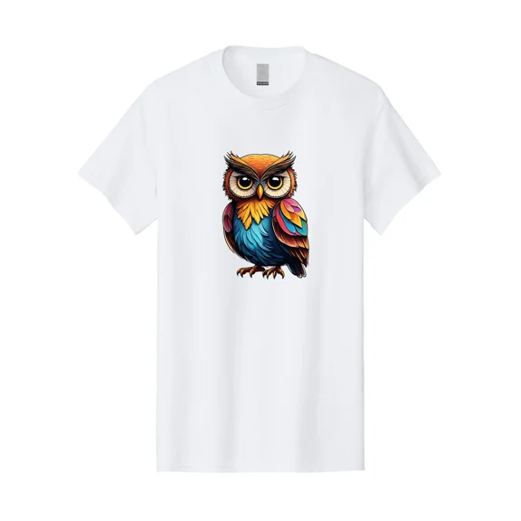 Colorful-Owl-6 Mens Graphic Tee, 100% Cotton, Casual Summer Wear