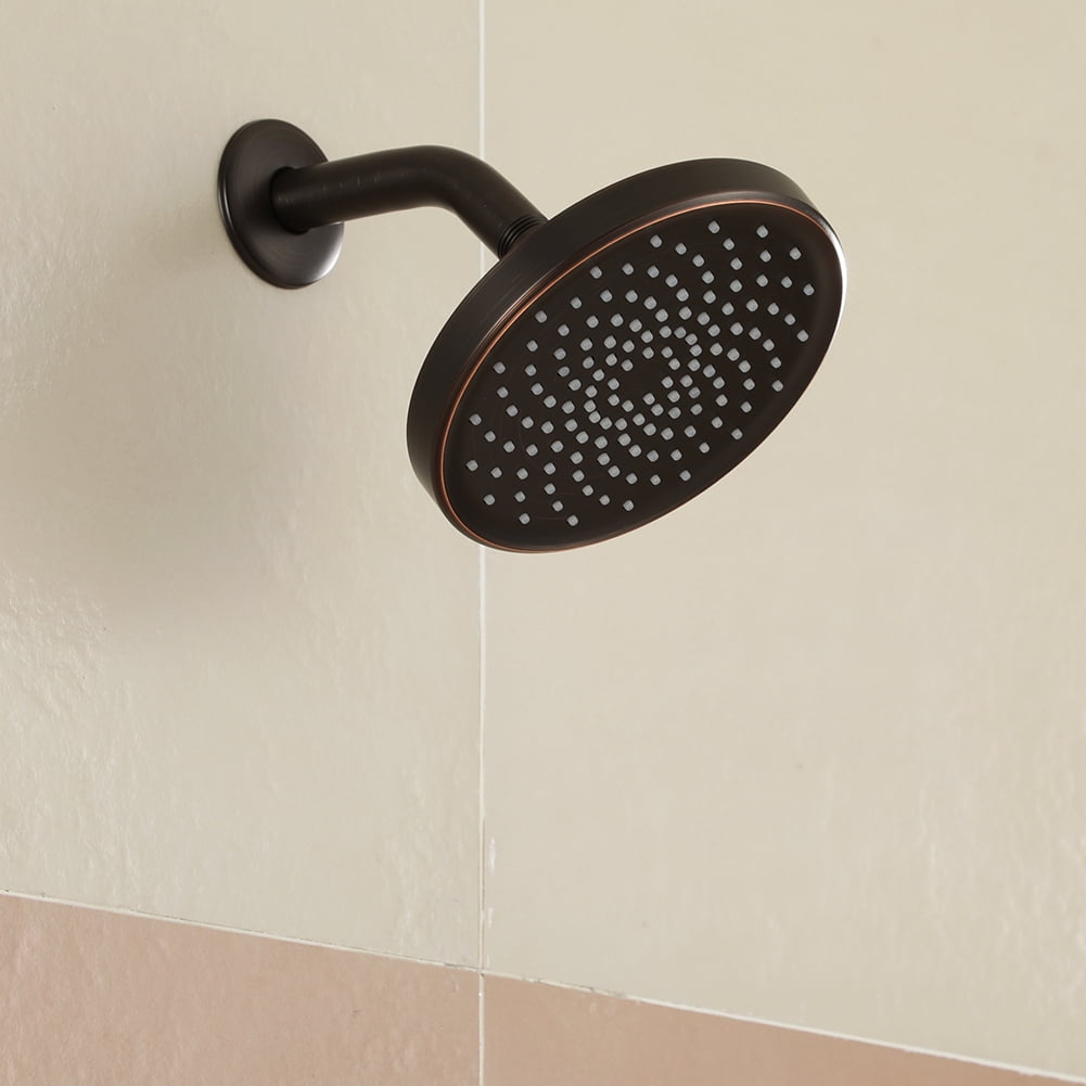 Kepooman 6-Inch Circular Large Rainfall Oil Polished Bronze Shower Head, 360°Adjustable Angles Single Wall-Mount Showerhead, Bronze Kepooman 6-Inch Circular Large Rainfall Oil Polished Bronze Shower Head, 360°Adjustable Angles Single Wall-Mount Showerhead, Bronze