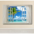 thumbnail image 3 of wall26 Glimpse into Beautiful Tropical Beach with Palm Tree Out of Open Window - Canvas Art Wall Art - 24" x 36", 3 of 5