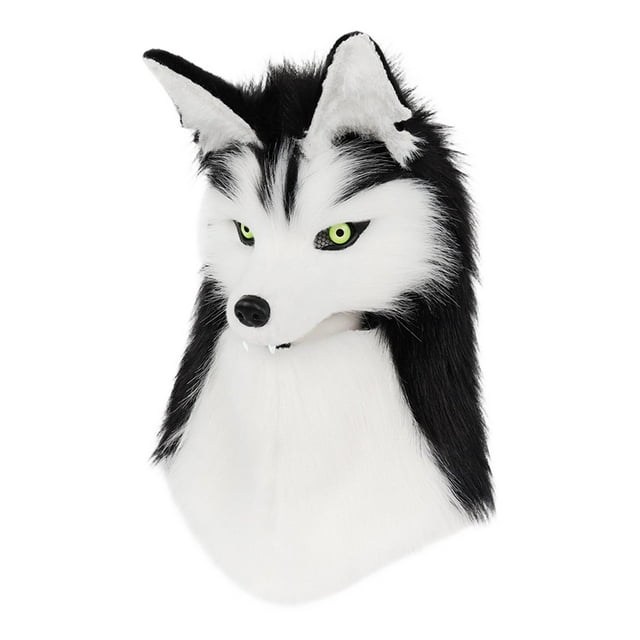 KLKCMS Husky Wolf Head Hat Accessory for Outdoor Activity Stage Performance Holiday Black White