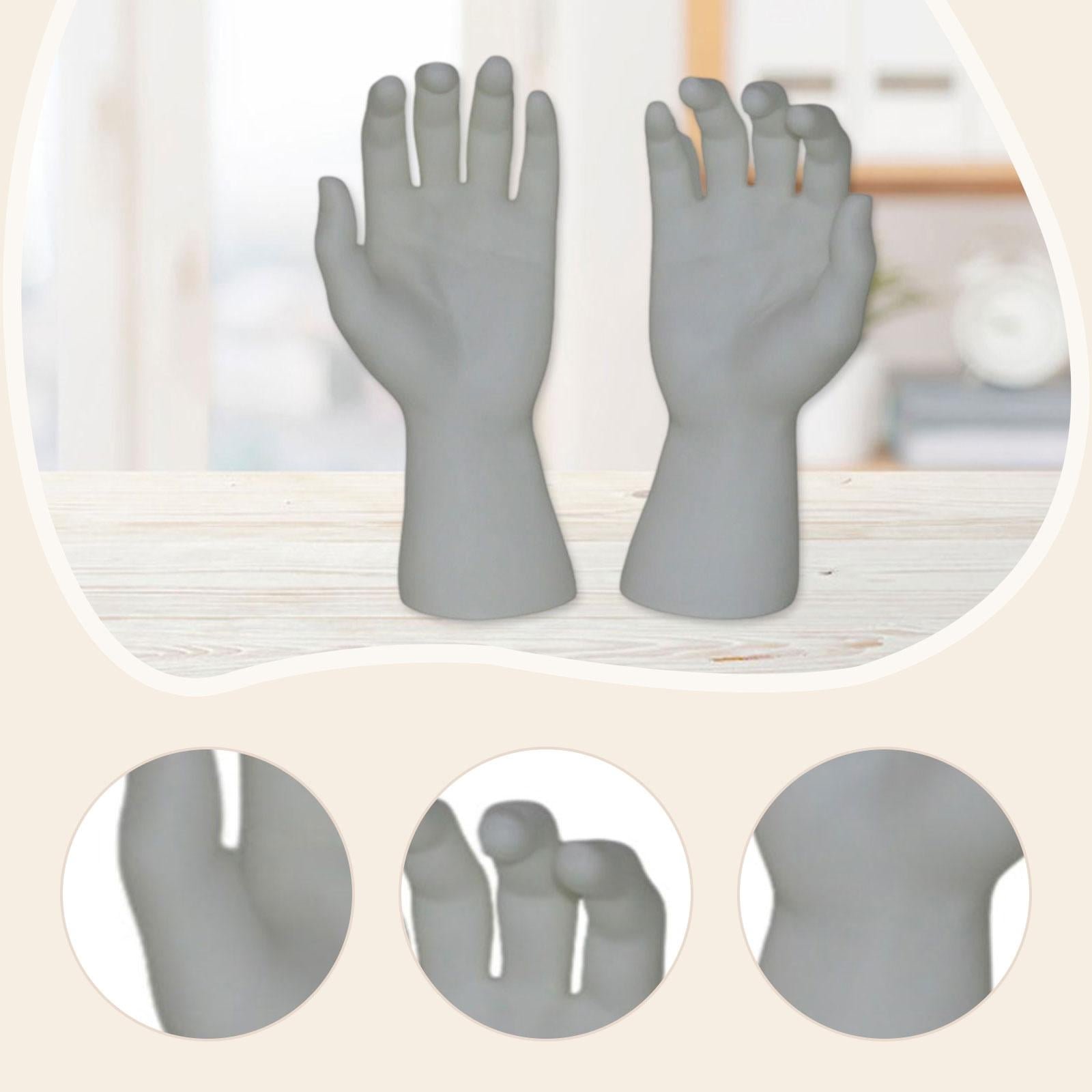 Dualoai Male Hand Models Decorative Easy to Clean Maintain PVC Human Hand Mannequins White