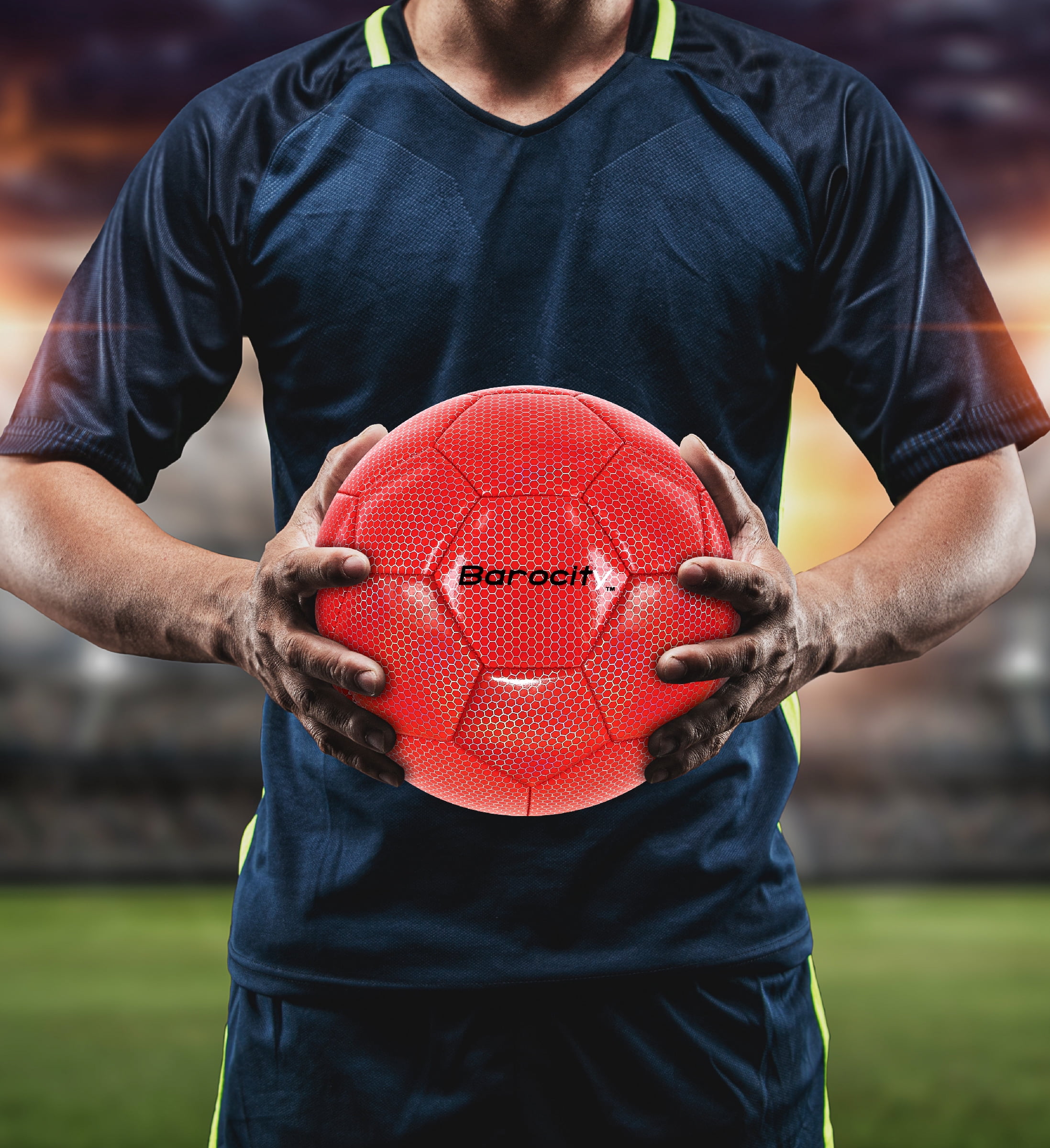 Barocity Iridescent Soccer Balls Set of 4 – Black, Silver, White, and Red Official Match Ball with Reflective Hex Pattern, Sport Soccer Balls for Indoor Outdoor Training and Practice Games - Size 4