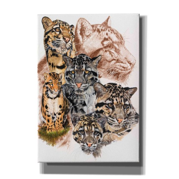 Epic Graffiti 'Clouded Leopard with Ghost Image' by Barbara Keith, Canvas Wall Art, 18"x26"