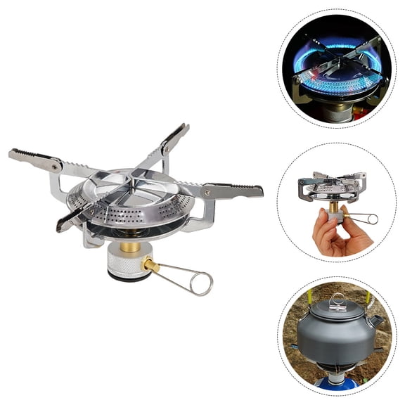 RUNROTOO 1Pcs Camping Cooking Equipment Stainless Steel Stove for Hiking and Barbecue 18x7.1in