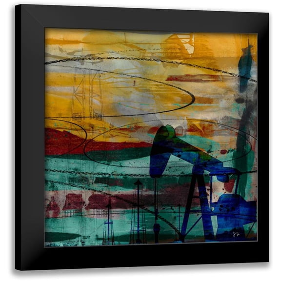 Jasper, Sisa 12x12 Black Modern Framed Museum Art Print Titled - Oil Rig Abstract