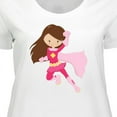 thumbnail image 4 of Inktastic Superhero Girl, Cute Girl, Brown Hair, Pink Cape Women's Plus Size T-Shirt, 4 of 5