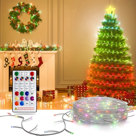 LED Fairy Lights Battery Operated String Lights, 10Ft 120 LED Multicolor Firecracker Cluster Twinkle Light with Remote, Waterproof Wire Starry Light for Christmas Tree Party Bedroom Window DIY Decor