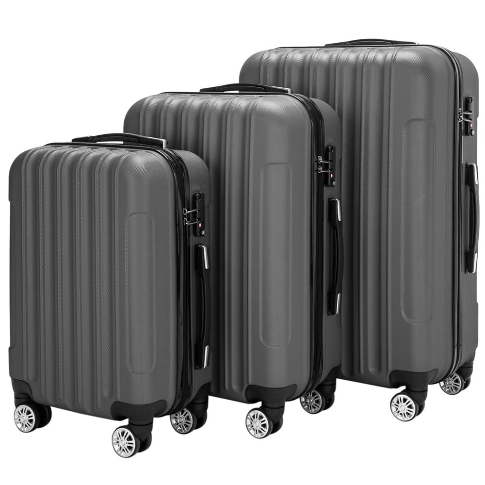 3-Piece Multifunctional Large Capacity Traveling Storage Suitcase Luggage Set Dark Gray