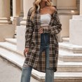 thumbnail image 4 of Camisa Chaqueta de otoño para mujer, abrigo informal con botones de manga larga, ajuste holgado, cuello en V, traje diario Kuymtek Marrón T M para Mujer, 4 of 6