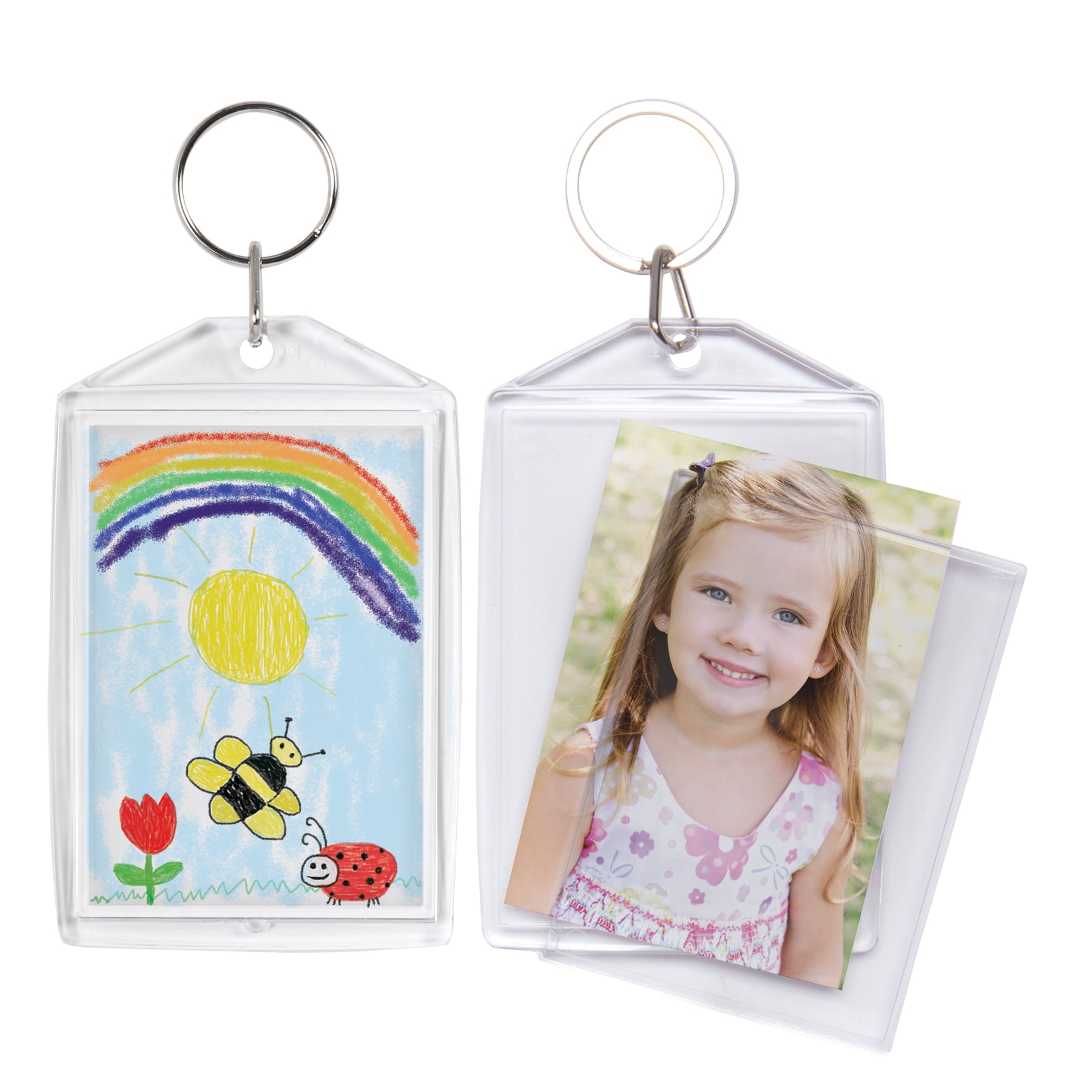 Snapins 2x2.875 Clear Acrylic Photo Snap Together Keychains - Pack of 25