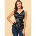 thumbnail image 3 of INSPIRE CHIC Hauts d'Été pour Femmes Sans Manches Col en V Ceinture, 3 of 5