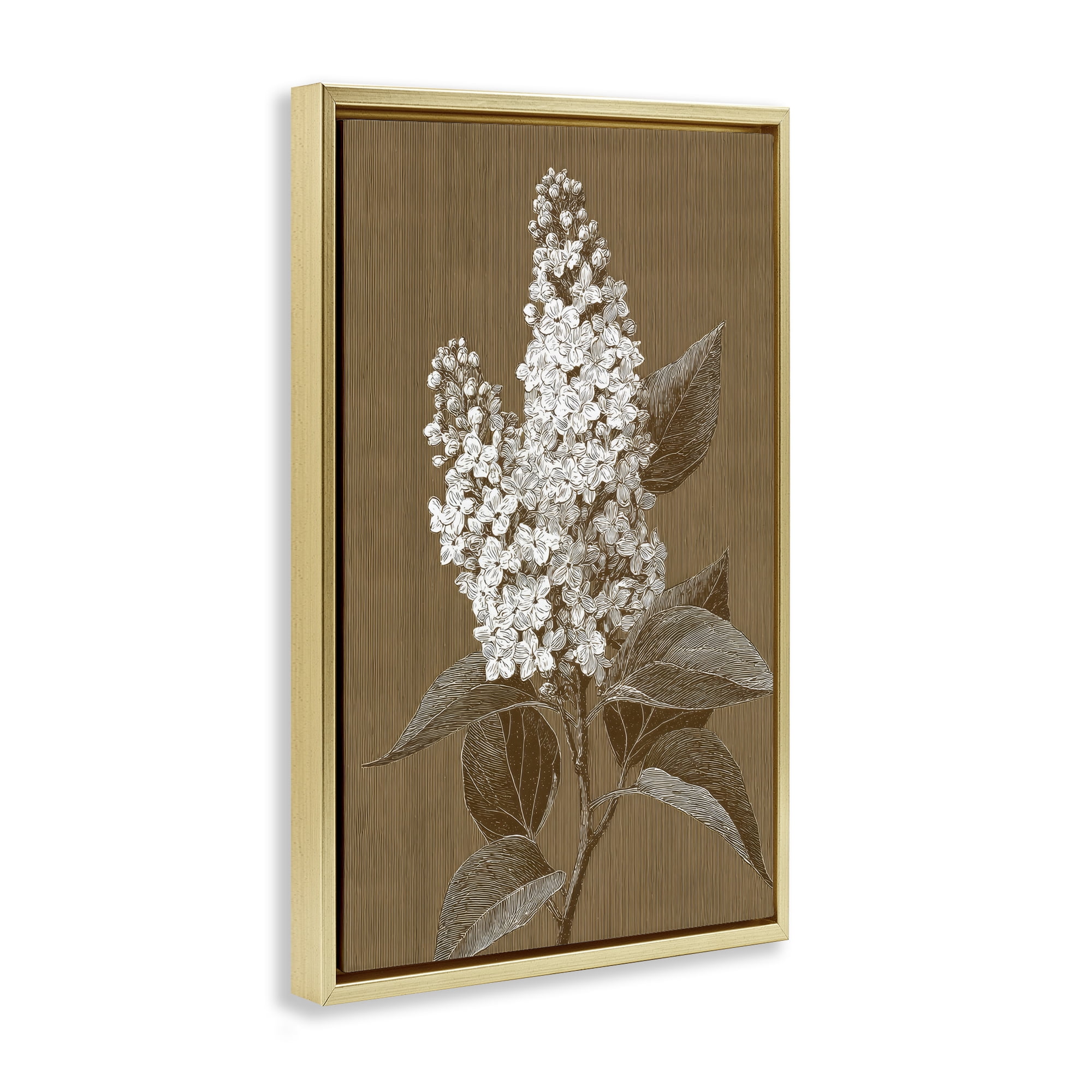 Stupell Industries Vintage Striped Lilac Study Gold Framed Floater Canvas Wall Art, design by Petal Prints Design