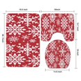 thumbnail image 3 of Red Christmas Snowflake Pattern Bathroom Rugs Sets 3 Piece,Toilet Cover Set,Absorbent Non Slip Bathroom Mats Sets with U-Shaped Contour Rug Toilet Rug Set, 3 of 5
