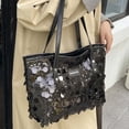 thumbnail image 4 of Sparkly Purses for Women, Women's Totes Bags with Zipper and Leather Handle, Trendy Glitter Purses for Women, 4 of 7