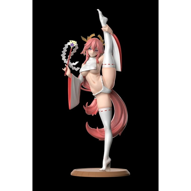 Genshin Impact Yae Miko Anime Girl Figure, Anime Girl Figure, miHoYo Yae Hentai Miko, Sexy Action Figure, adulto Collectible Model Doll Toys Gifts, 25cm Fivean unisex